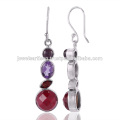 Lovely Corundum And Multi Gemstone 925 Sterling Silver Earring